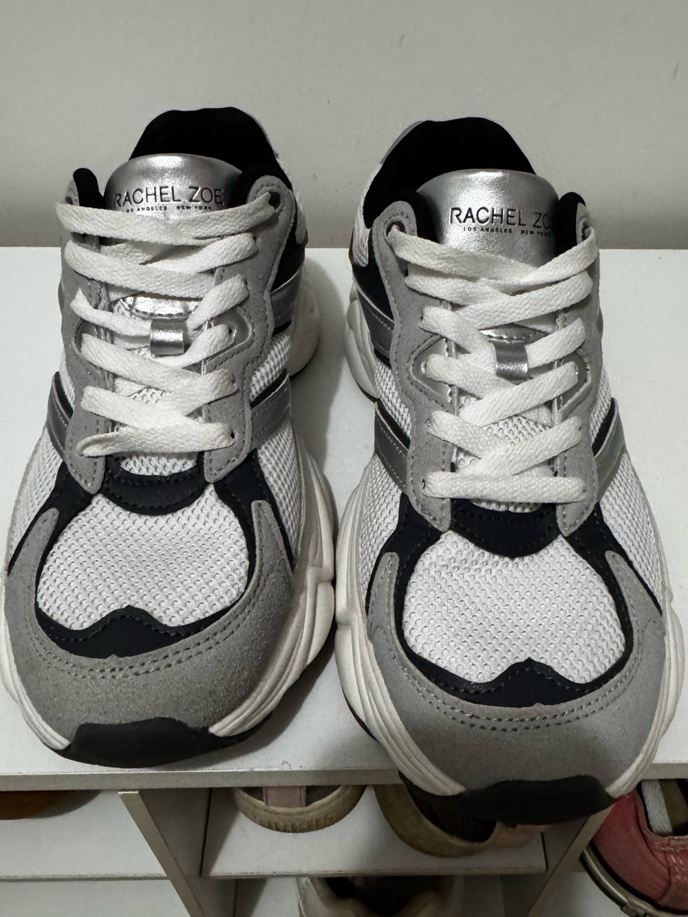 Rachel Zoe White, Gray & Black Mesh Sneakers